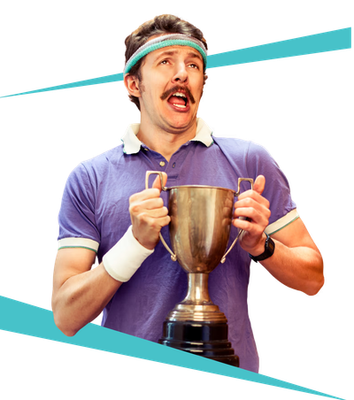 Illustration of a person celebrating fitness achievements